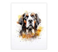 Artery8 St. Bernard Lovers Gift Watercolour Pet Portrait Painting Artwork Large Wall Art Poster Print Thick Paper 18X24 Inch