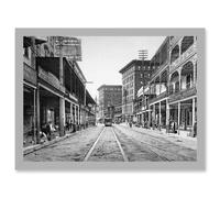 Artery8 St Charles Street 1900 New Orleans A4 Artwork Framed Wall Art Print in Light Grey Artery8 Light Grey