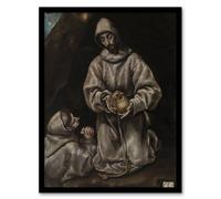 Artery8 St Francis Brother Leo Meditating on Death El Greco Framed Wall Art | Size: A4 Artery8 Multicolor A4