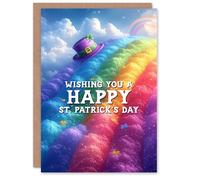 Artery8 St. Patrick's Day Card End of The Rainbow Blank Greeting Card Artery8 Multicolor