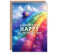 Artery8 St. Patrick's Day Card End of The Rainbow Blank Greeting Card Artery8 Multicolor