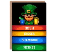Artery8 St. Patrick's Day Card Irish Kisses Shamrock Wishes Greeting Card Artery8 Multicolor