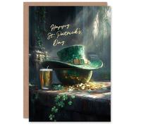 Artery8 St. Patrick's Day Card Leprechaun Hat Pot Of Gold Blank For Him Or Her Art Greeting Card