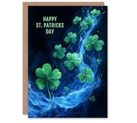 Artery8 St. Patrick's Day Card Magical Clover Shamrock Blank For Him Or Her Art Greeting Card