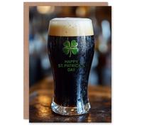 Artery8 St. Patrick's Day Card Raise A Pint Stout Blank For Him Or Her Art Greeting Card