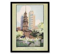 Artery8 St Pauls Chapel Cityscape Rachael R Elmer Framed Wall Art Print in Green | Size: A4 Artery8 Green A4