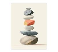 Artery8 Stacked Rock Cairn Bright Vertical Boho Design Wall Art Print in Grey | Size: W12" x H16" Artery8 Grey W12" x H16"