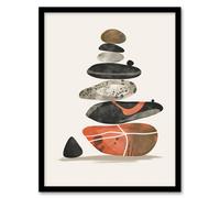Artery8 Stacked Stones Zen Cairn Boho Vertical Framed Art Print in Orange | Size: W12" x H16" Artery8 Orange W12" x H16"