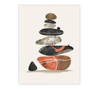 Artery8 Stacked Stones Zen Cairn Boho Vertical Wall Art Print in Orange | Size: W24" x H32" Artery8 Orange W24" x H32"