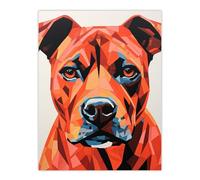 Artery8 Staffordshire Bull Terrier Golden Red Brown Geometric Artwork Painting Staffie Large Wall Art Poster Print Thick Paper 18X24 Inch