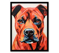 Artery8 Staffordshire Bull Terrier Golden Red Brown Geometric Artwork Painting Staffie Artwork Framed Wall Art Print A4