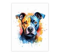 Artery8 Staffordshire Bull Terrier Staffy Lovers Gift Watercolour Pet Portrait Painting Artwork Large Wall Art Poster Print Thick Paper 18X24 Inch