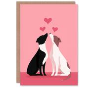 Artery8 Staffy Love Cute Pink Modern Dog Illustration Valentine's Day Card