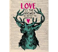 Artery8 Stag Love Answer No Matter Upcycle Style Dictionary Large Wall Art Poster Print Thick Paper 18X24 Inch