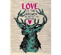 Artery8 Stag Love Answer No Matter Upcycle Style Dictionary Unframed Wall Art Print Poster Home Decor Premium