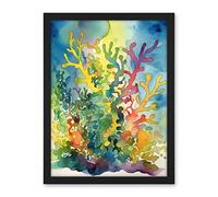 Artery8 Staghorn Coral Reef Folk Art Artwork Framed Wall Art Print 18X24 Inch