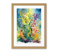 Artery8 Staghorn Coral Reef Folk Art Artwork Framed Wall Art Print 18X24 Inch