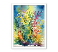 Artery8 Staghorn Coral Reef Folk Art Artwork Framed Wall Art Print 18X24 Inch