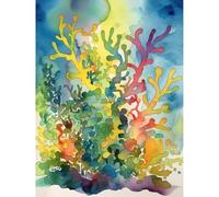 Artery8 Staghorn Coral Reef Folk Art Extra Large XL Wall Art Poster Print