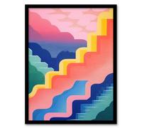 Artery8 Stairway To Heaven Colourful Abstract Risograph Screen Wall Art Print - A4 Size