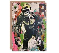 Artery8 Greeting Card Standing Gorilla Street Graffiti Artwork Modern Blank For Him Or Her Art Birthday Card