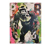 Standing Gorilla Street Graffiti Artwork Modern Wall Art Print Artery8 Multi W24 inch x H32 inch