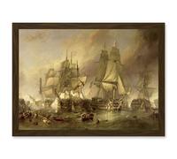 Stanfield Battle Of Trafalgar Painting Naval Battle Artwork Framed Wall Art Print A4 Artery8 Brown One Size