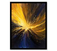 Artery8 Star Explosion Gold Blue Night Sky Space Firework Framed Art Print in Yellow | Size: A4 Artery8 Yellow A4