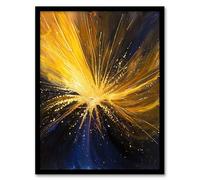Artery8 Star Explosion Gold Blue Night Sky Space Firework Living Room Artwork Framed Wall Art Print A4