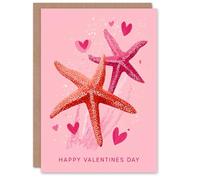 Artery8 Starfish Couple Drifting Together on Pink Sand Valentine's Day Card
