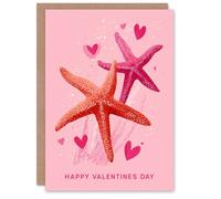 Artery8 Starfish Couple Drifting Together on Pink Sand Valentine's Day Card