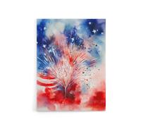 Artery8 Stars & Stripes USA Fireworks Canvas Wall Art Print | Size: W12" x H16" Artery8 Multicolor W12" x H16"