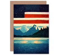 Artery8 Stars and Stripes USA National Parks for Him or Her Man Woman Birthday Thank You Congratulations Blank Art Greeting Card