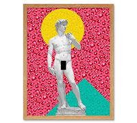 Artery8 Statue of David by Michelangelo Classic with Abstract Art 80s Leopard Art Print Framed Poster Wall Decor 12x16 inch