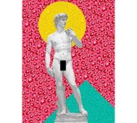 Artery8 Statue of David by Michelangelo Classic with Abstract Art 80s Leopard Large Wall Art Poster Print Thick Paper 18X24 Inch