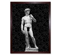 Artery8 Statue of David by Michelangelo Classic with Abstract Art Black Art Print Framed Poster Wall Decor 12x16 inch
