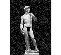 Artery8 Statue of David by Michelangelo Classic with Abstract Art Black Unframed Wall Art Print Poster Home Decor Premium