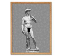 Artery8 Statue of David by Michelangelo Classic with Abstract Art Geometric Grey Art Print Framed Poster Wall Decor 12x16 inch