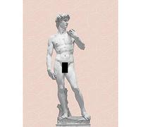 Artery8 Statue of David by Michelangelo Classic with Abstract Art Pink Greek Swirl Meander Large Wall Art Poster Print Thick Paper 18X24 Inch