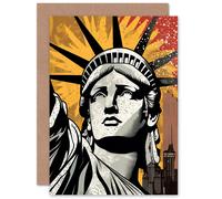 Artery8 Statue of Liberty 4th July Celebrations Him Her Birthday Greeting Card Artery8 Multicolor