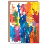 Artery8 Greeting Card Statue of Liberty NYC Colourful Bright Acrylic Blank For Him Or Her Art Birthday Card