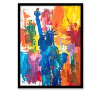 Artery8 Statue of Liberty NYC Colourful Bright Acrylic Living Room Artwork Framed Wall Art Print 18X24 Inch