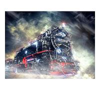 Artery8 Steam Engine Locomotive Train Engine Graphic Large XL Wall Art Canvas Print