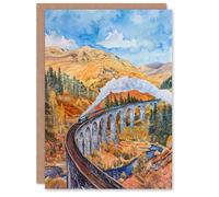 Artery8 Steam Train Glenfinnan Viaduct Railway Bridge Greeting Birthday Card Him Her All Blank