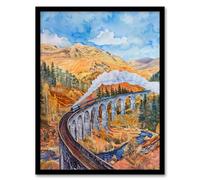 Steam Train Glenfinnan Viaduct Railway Bridge Framed Art Print Artery8 Yellow A4