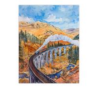 Artery8 Steam Train Glenfinnan Viaduct Railway Bridge Kids Bedroom Large Wall Art Poster Print Thick Paper 18X24 Inch