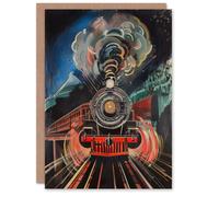 Artery8 Steam Train Painting Engine Dark Powerful Bold Greeting Birthday Card Him Her All Blank