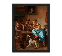 Artery8 Steen Children Teaching A Cat The Dancing Lesson Artwork Framed Wall Art Print 18X24 Inch