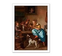 Artery8 Steen Children Teaching A Cat The Dancing Lesson Artwork Framed Wall Art Print 18X24 Inch