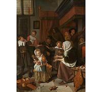 Artery8 Steen The Feast Of St Nicholas Children Painting Premium Wall Art Canvas Print 18X24 Inch